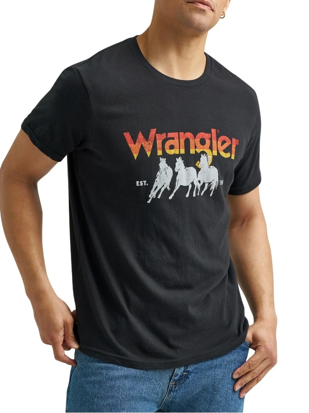 Wrangler Black Short-Sleeve Tee with Gradient Logo $3 in 💕5/$15